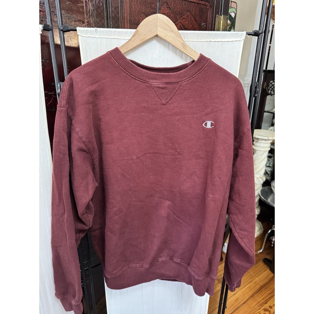 Vtg Champion Reverse Weave Crewneck Sweatshirt Size Medium Red Maroon 90's - Y2K